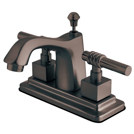 Kingston Brass KS8649QL 4" Centerset Bathroom Faucet, Brushed Nickel/Polished Brass KS8649QL